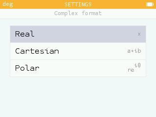 Choice of format for complex numbers