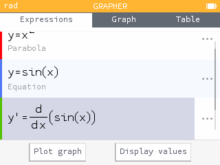 Derivatives expression list
