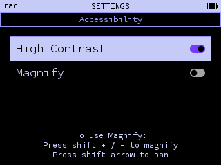 High contrast mode