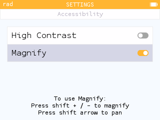 Magnify settings in accessibility