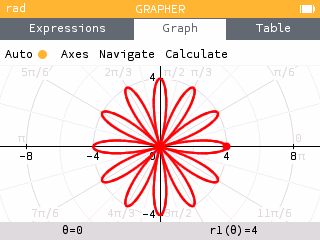 Polar grid adapts to calculator settings