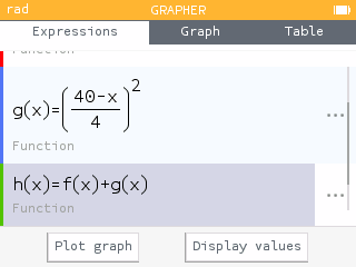 Function for the total area