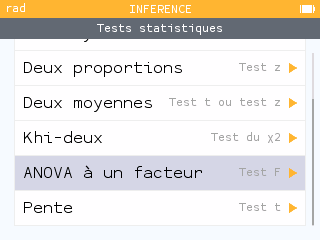 Test ANOVA à un facteur