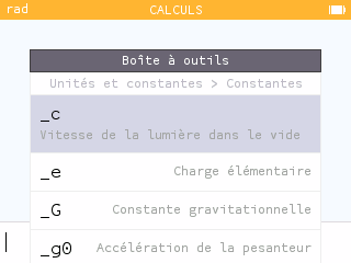 Les constantes dans la boîte à outils