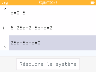 On entre le système dans l'application Equations.