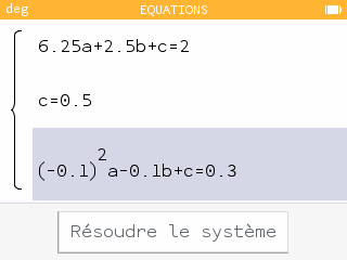 On entre le système dans l'application Equations.