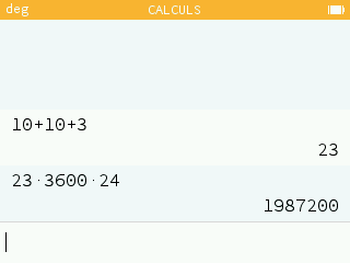 Calcul du temps en secondes.