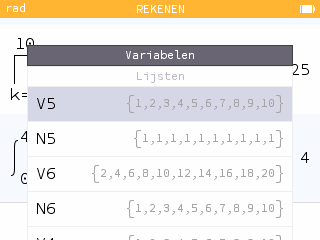 6 tabellen beschikbaar in variabelen menu