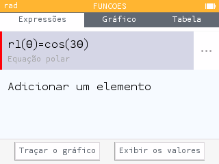 Referencial polar adaptado ao modo da calculadora